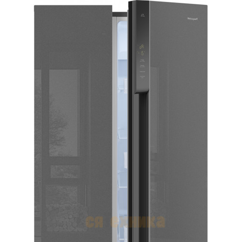 Отдельностоящий холодильник с инвертором Weissgauff WSBS 500 Inverter NoFrost Bru Steel Glass