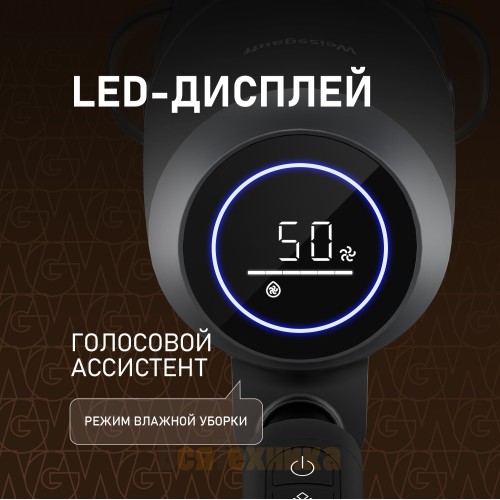 Вертикальный беспроводной пылесос сухой и влажной уборки (2 в 1) Weissgauff V13 BLDC 200 Graphite AquaPro