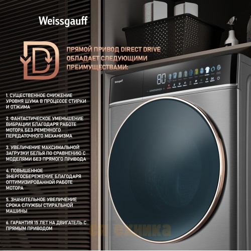 Стиральная машина с сушкой Weissgauff WMD 58411 Direct Drive Inverter Premium Steam Grey