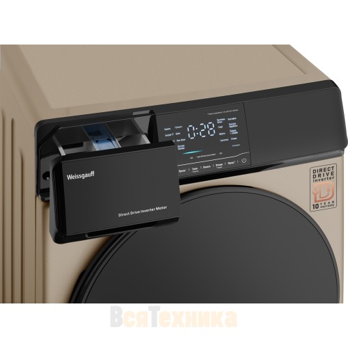 Стиральная машина с прямым приводом и инвертором Weissgauff WM 4927 Direct Drive Inverter Premium Champagne