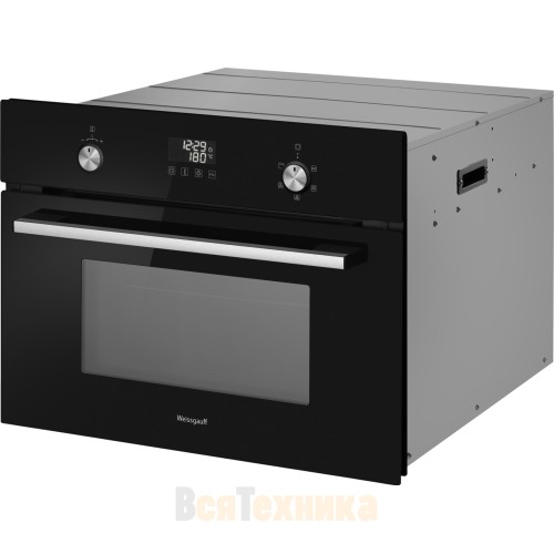Встраиваемый компактный духовой шкаф с СВЧ Weissgauff OE 449 PDBK