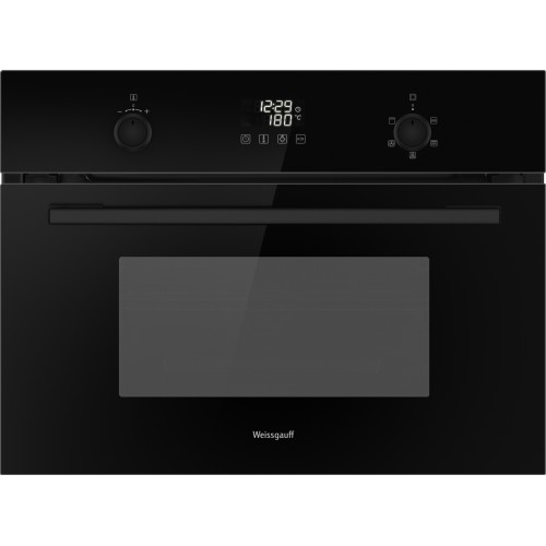 Встраиваемый компактный духовой шкаф с СВЧ Weissgauff OE 449 PDBK Black Edition