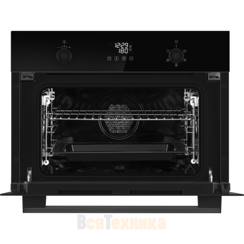 Встраиваемый компактный духовой шкаф с СВЧ Weissgauff OE 449 PDBK Black Edition