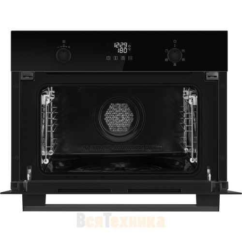 Встраиваемый компактный духовой шкаф с СВЧ Weissgauff OE 449 PDBK Black Edition
