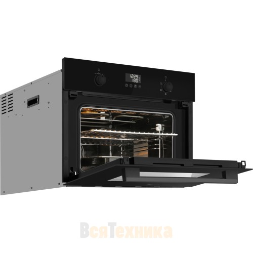 Встраиваемый компактный духовой шкаф с СВЧ Weissgauff OE 449 PDBK Black Edition