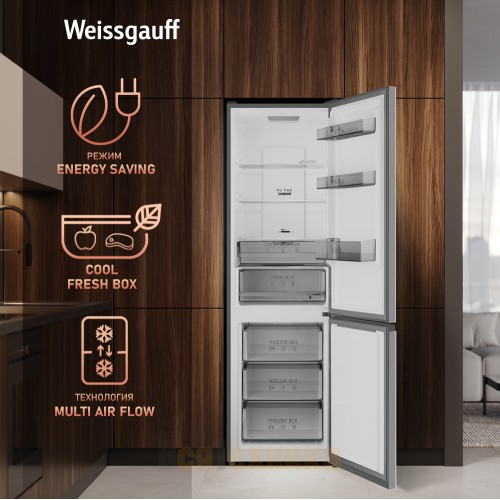 Отдельностоящий холодильник с инвертором Weissgauff WRK 2000 Total NoFrost Inverter Dark Grey