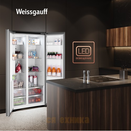 Отдельностоящий холодильник с инвертором Weissgauff WSBS 550 GRG Inverter NoFrost