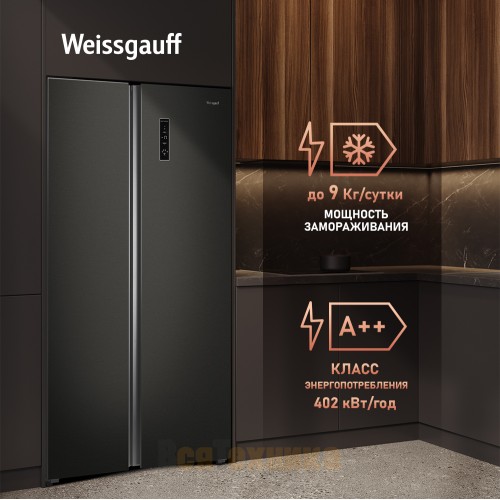 Отдельностоящий холодильник с инвертором Weissgauff WSBS 550 GRG Inverter NoFrost