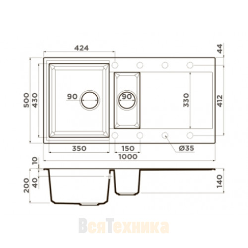 Кухонная мойка Omoikiri Sakaime 100-2-BL