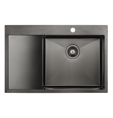 Кухонная мойка Paulmark Atlan PM217851-GMR, вороненая сталь
