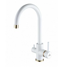 Смеситель Paulmark Essen Es213211-431BR для кухонной мойки, белый матовый / бронза