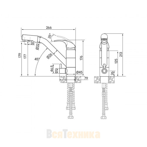 Смеситель Paulmark Hessen He213017-BR для кухонной мойки, бронза