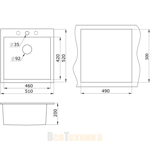 Мойка кухонная Paulmark PRAKTISCH PM105152-BL черный 510х520