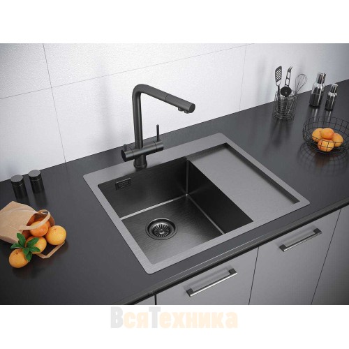 Кухонная мойка Paulmark Alster PM825951-GML, вороненая сталь, левая AISI304