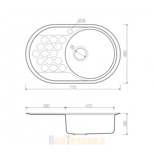 Кухонная мойка Omoikiri Kasumigaura 77-AB-R