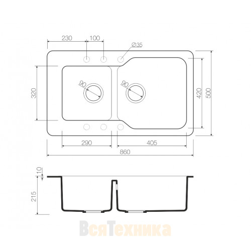 Кухонная мойка Omoikiri Maru 86-2-BE