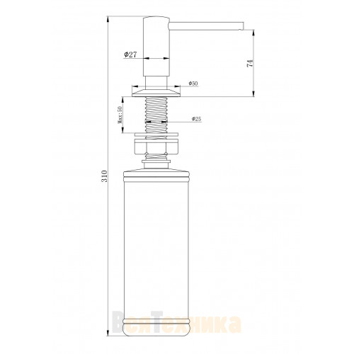 Дозатор для жидкого мыла Paulmark BREVIT D005-401, антрацит