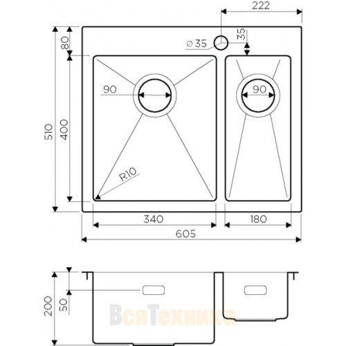 Кухонная мойка Omoikiri Akisame 60-2-IN-L