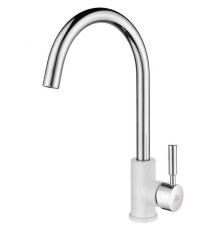 Смеситель Paulmark Holstein Ho212063-WHCR для кухонной мойки, белый / хром