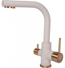 Смеситель Paulmark Essen Es213011-331Br для кухонной мойки, белый бронза