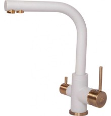 Смеситель Paulmark Essen Es213011-431Br для кухонной мойки, белый матовый бронза