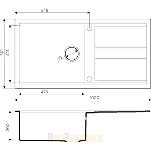 Кухонная мойка Omoikiri Kitagawa 100-GB