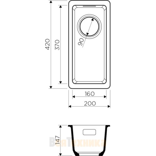 Кухонная мойка Omoikiri Kata 20-U-BL 4993375
