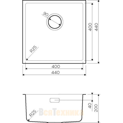 Мойка Omoikiri Tadzava 44-U-IN Quadro 44х44см нержавеющая сталь