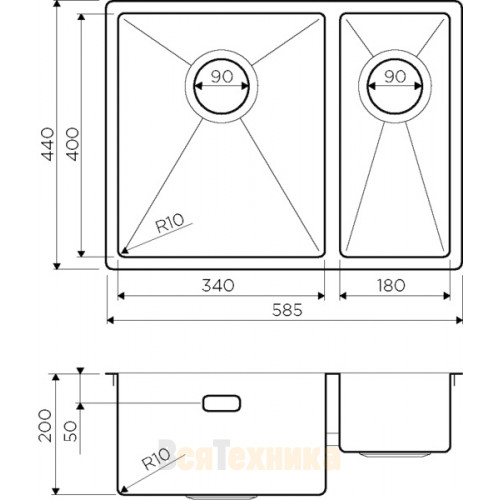 Кухонная мойка Omoikiri TAKI 58-2-U/IF IN-L