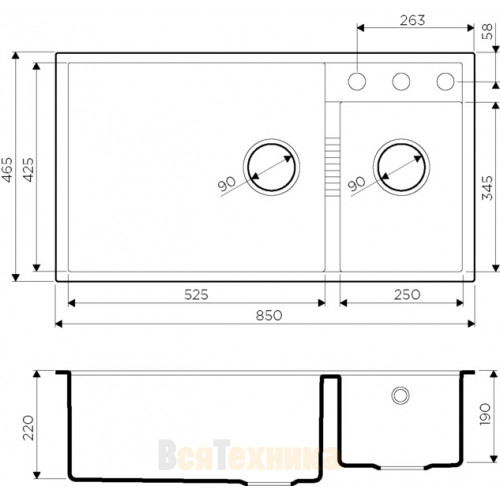 Кухонная мойка Omoikiri Tedori 85-2-U-DC