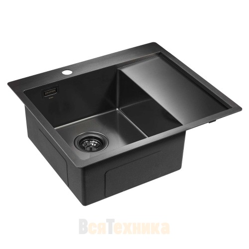 Кухонная мойка Paulmark Alster PM825951-GML, вороненая сталь, левая AISI304