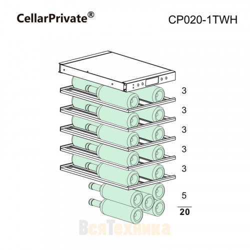 Винный шкаф Cellar Private CP020-1TWH