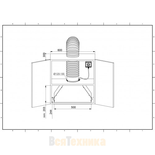 Вытяжка встраиваемая ZUGEL ZHI523B, черная