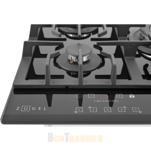Встраиваемая газовая варочная панель ZUGEL ZGH602X, черная