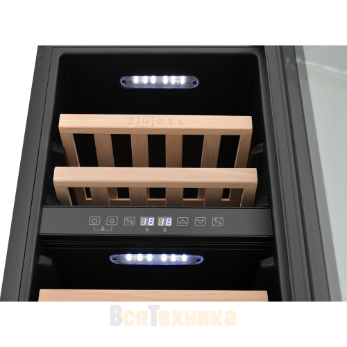 Встраиваемый винный шкаф ZUGEL ZCWI310DB, Dual Zone