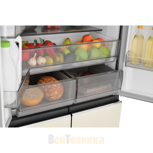 Холодильник Cross Door ZUGEL ZRCD430C, бежевое стекло