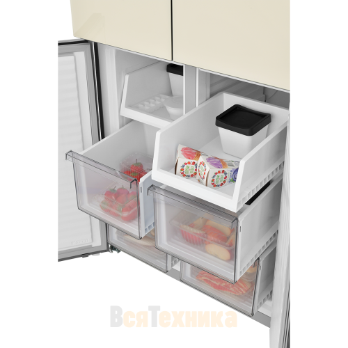 Холодильник Cross Door ZUGEL ZRCD430C, бежевое стекло