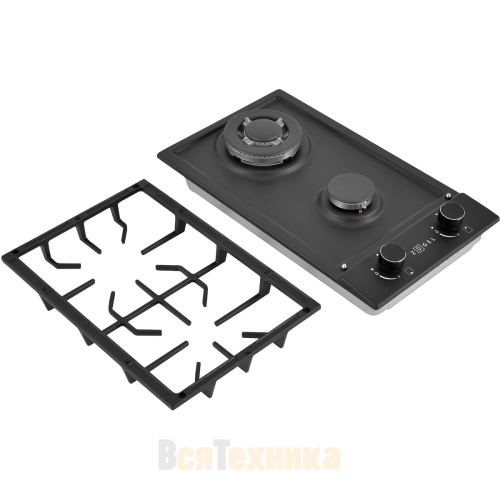 Встраиваемая газовая варочная панель ZUGEL ZGH290B, черная матовая