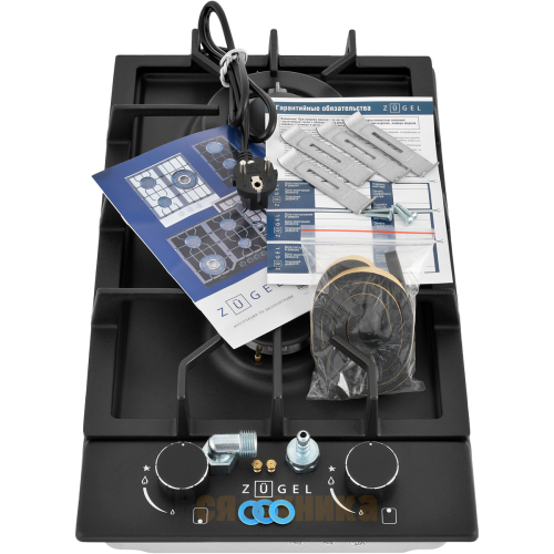 Встраиваемая газовая варочная панель ZUGEL ZGH290B, черная матовая