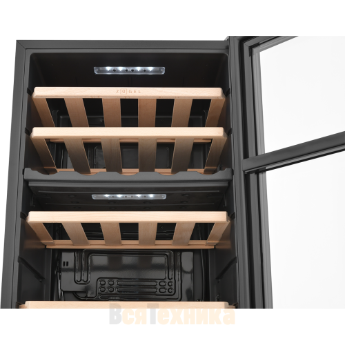 Винный шкаф ZUGEL ZCWF331DB, Dual Zone
