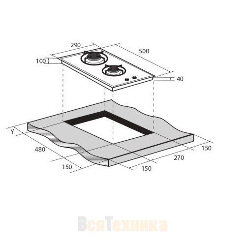 Встраиваемая газовая варочная панель ZUGEL ZGH292X