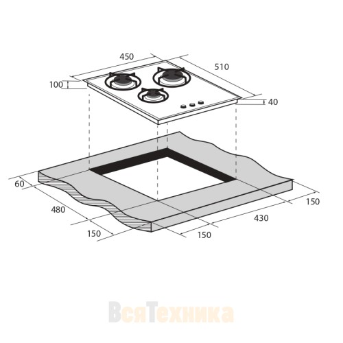 Газовая варочная панель ZUGEL ZGH452B