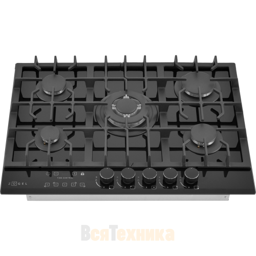 Встраиваемая газовая варочная панель ZUGEL ZGH602X, черная