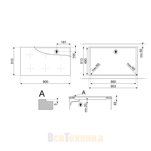 Варочная панель Smeg SIM3964N