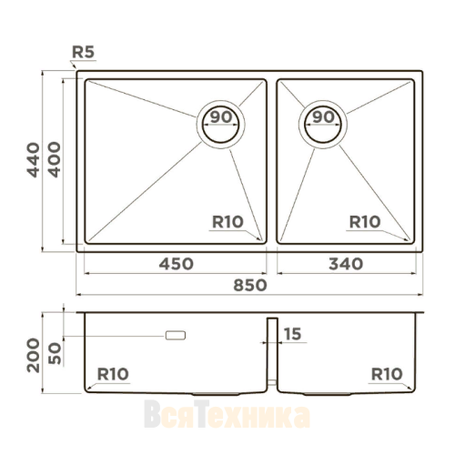 Мойка Omoikiri TAKI 85-2-LB-U/IF SIDE IN (4997037)
