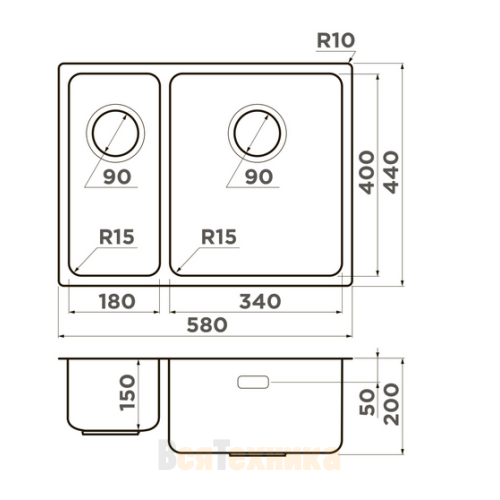 Мойка Omoikiri Tadzava 58-2-U/I Ultra 15-R