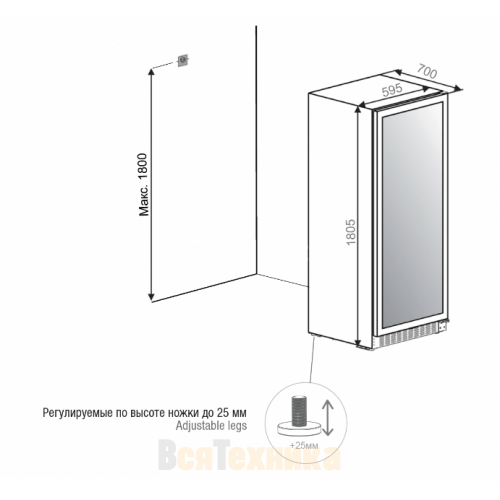 Винный шкаф Pando PVZL 180-165 CRL