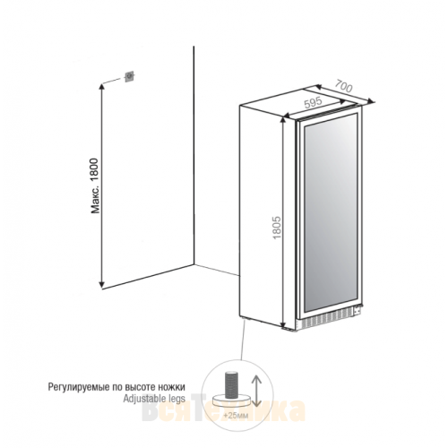 Винный шкаф Pando PVZL 180-165CRR