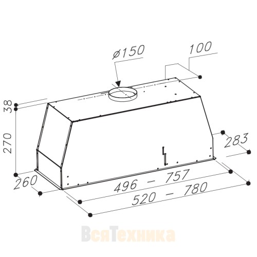 Встраиваемая вытяжка Sirius SM 913 B 80