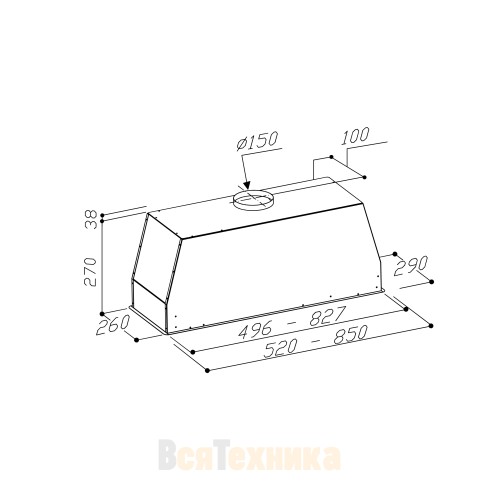 Встраиваемая вытяжка Sirius SM 927 B 80